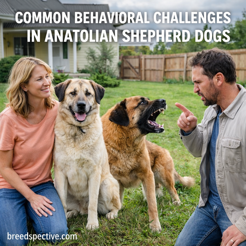 Anatolian Shepherd dogs with owners demonstrating common behavioral challenges such as guarding and reactivity.